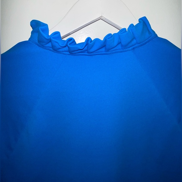 Lilly Pulitzer Luxletic Hutton Long Sleeve Ruffled Polo Shirt in Blue Size Small - Picture 8 of 10